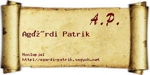 Agárdi Patrik névjegykártya
