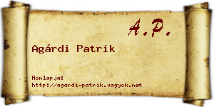 Agárdi Patrik névjegykártya
